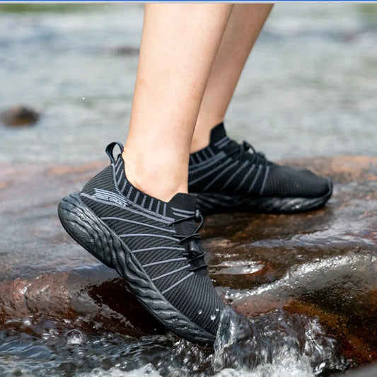 Waterproof Black Synthetic Slip-On Running Shoes With Pu Insole Tpu Outsole - Product Image