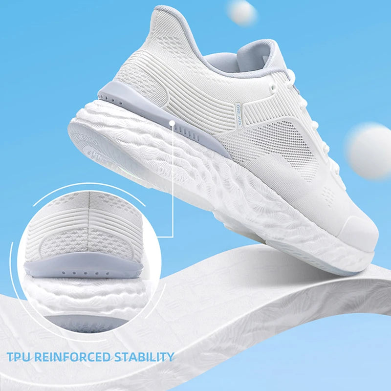 White Mesh Running Shoes With Pu Insole Rubber Outsole Lunarlite Tech - Product Image