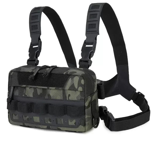 Outdoor climbing vest bag tactical chest rig with laser molle system nylon - product image