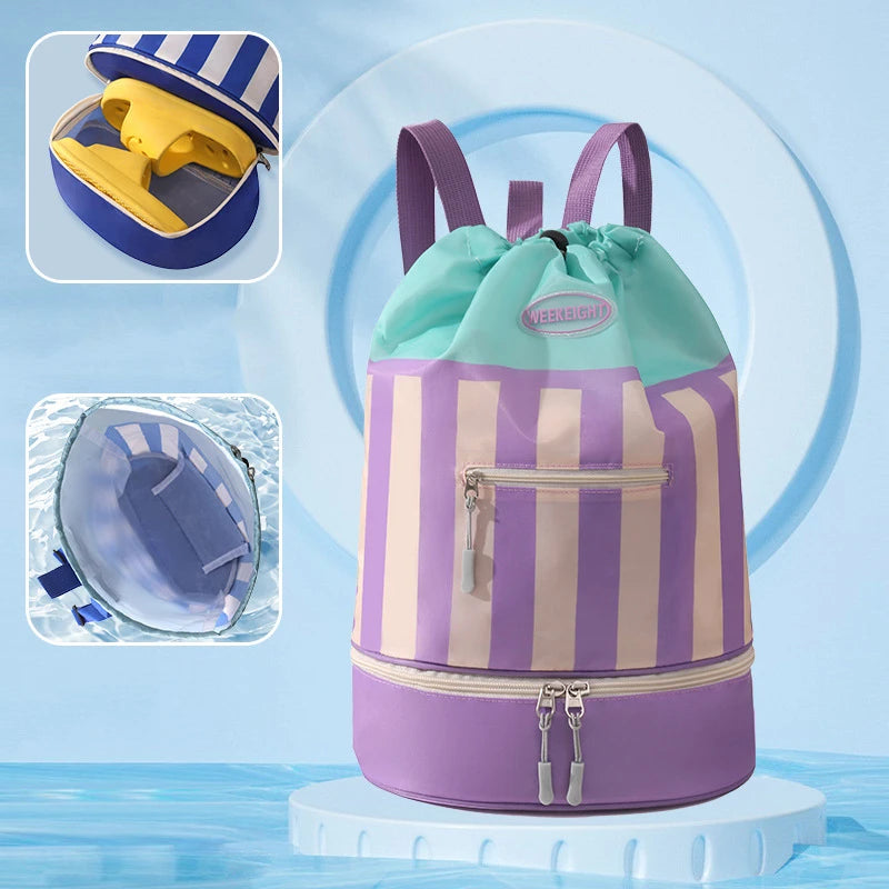 Outdoor swimming gym fitness backpack with dry wet separation and shoe pocket - product image