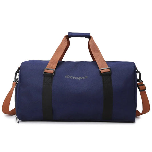 Oxford large capacity gym duffel bag with wet dry separation, shoe compartment, and yoga mat strap - product image