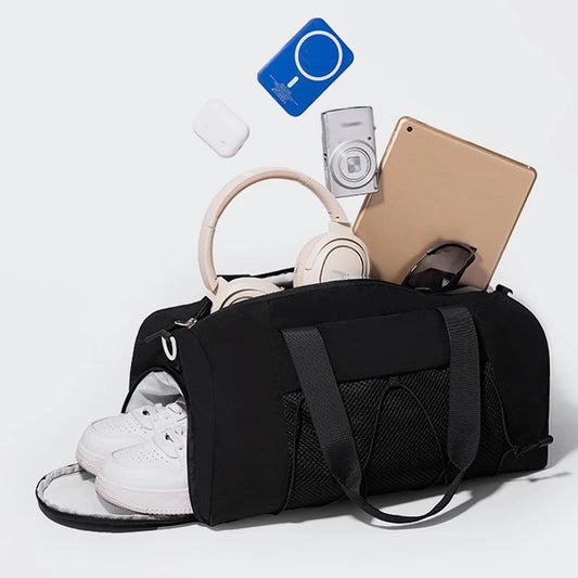 Oxford lightweight crossbody fitness duffel bag with independent shoe bin and mesh pocket - product image