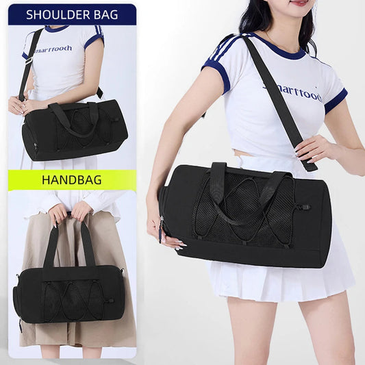 Oxford lightweight crossbody fitness duffel bag with independent shoe bin and mesh pocket - product image