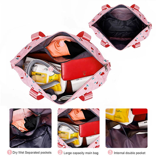 Oxford lightweight large capacity casual tote bag with expansion zipper and multiple pockets - product image
