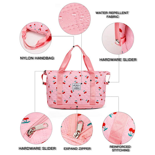 Oxford lightweight large capacity casual tote bag with expansion zipper and multiple pockets - product image