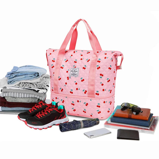 Oxford lightweight large capacity casual tote bag with expansion zipper and multiple pockets - product image