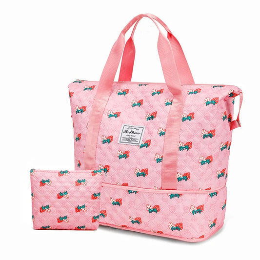 Oxford lightweight large capacity casual tote bag with expansion zipper and multiple pockets - product image