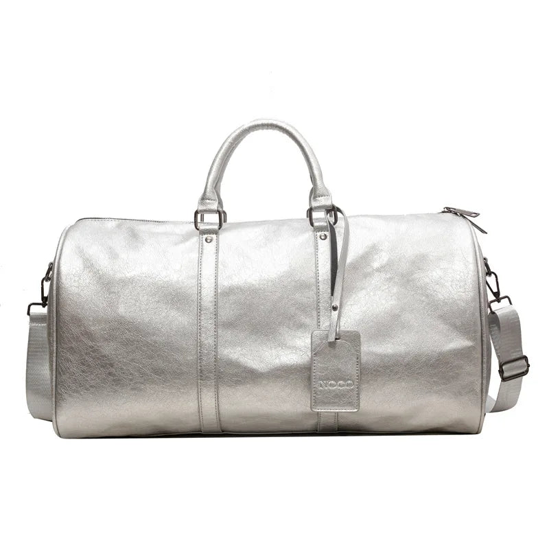 Pu large capacity waterproof fitness tote bag with crossbody and shoulder strap - product image