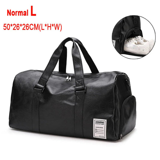Pu leather gym bag with dry/wet separation and independent shoe compartment - product image