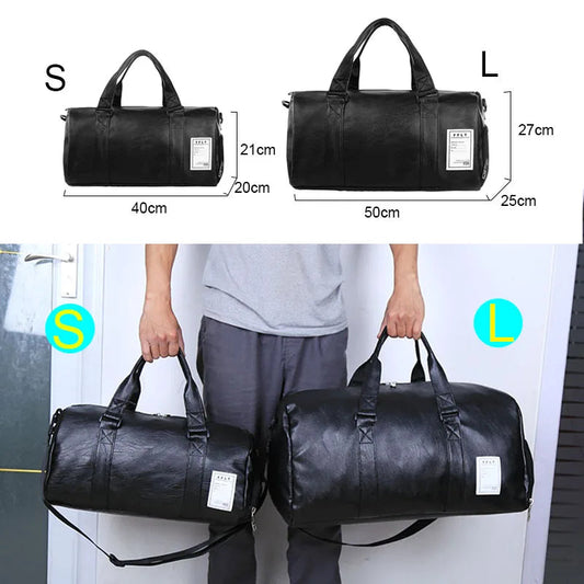 Pu leather waterproof gym bag with independent shoe pocket and multi-compartment design - product image