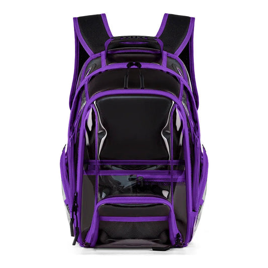 Pvc transparent large capacity multi-pocket waterproof softback backpack with trolley strap - product image