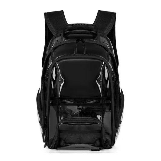 Pvc transparent large capacity multi-pocket waterproof softback backpack with trolley strap - product image