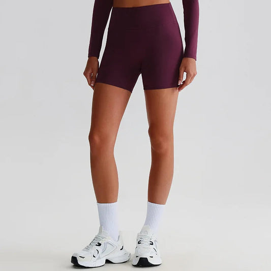 Recycled polyester high waist knit nylon workout sport shorts - product image