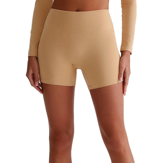 Recycled polyester high waist knit nylon workout sport shorts - product image