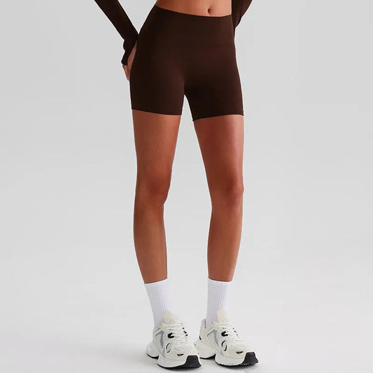 Recycled polyester high waist knit nylon workout sport shorts - product image