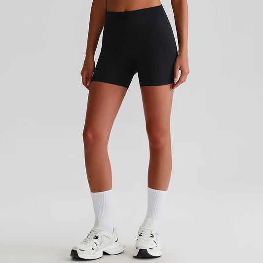 Recycled polyester high waist knit nylon workout sport shorts - product image