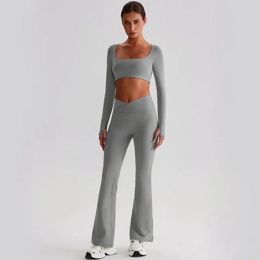 Recycled polyester padded long sleeve crop top plain workout gym shirt - product image