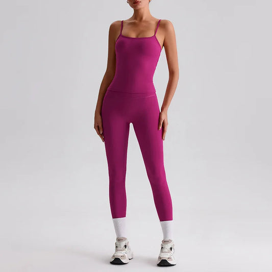 Recycled polyester women's 2-piece workout set sports bra and biker shorts - product image