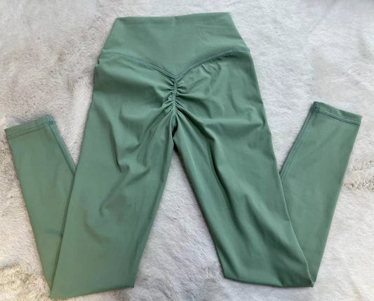 Sculpt peach high waist v cut back yoga tights nylon spandex moisture wicking - product image