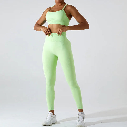 Seamless knit nylon cross back fitness sports bra - product image