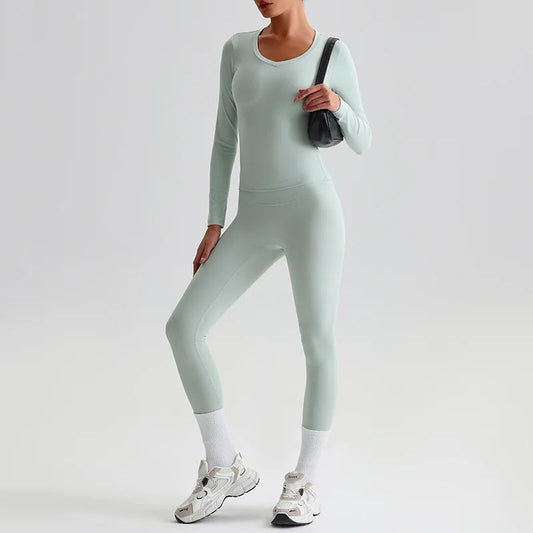 Hi Cloud Women'S Short Sleeve Top High Waist Leggings Nylon Spandex - Product Image