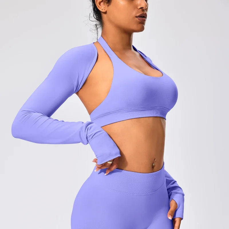 Spandex nylon seamless knit women's open front workout ballet shrug bolero - product image