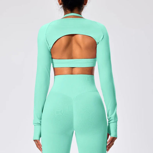 Spandex nylon seamless knit women's open front workout ballet shrug bolero - product image