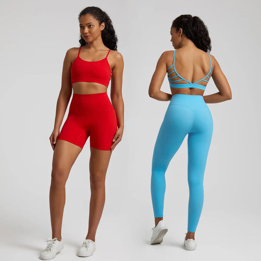 Super cloud open back deep u neck padded sports bra with 8-way stretch nylon spandex - product image