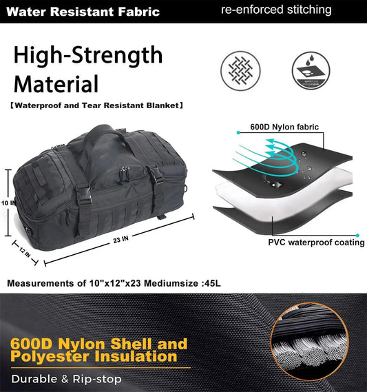 Tactical men's large capacity backpack with multiple compartments and concealable straps - product image
