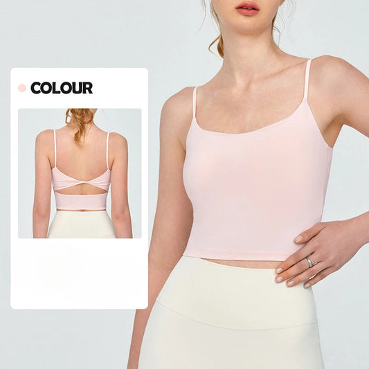 Thin strap knit nylon integrated yoga fitness vest - product image