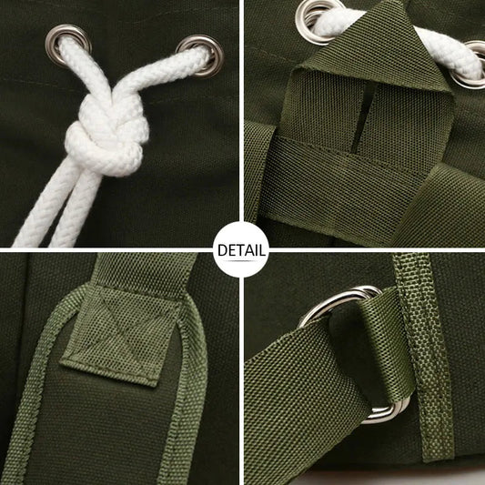 Waterproof nylon drawstring backpack with multiple compartments for fitness and outdoor sports - product image