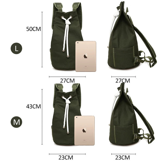 Waterproof nylon drawstring backpack with multiple compartments for fitness and outdoor sports - product image