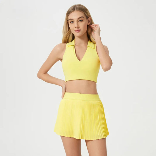 Women's 2-piece golf outfits high waist pleated skirts and sports bra - product image