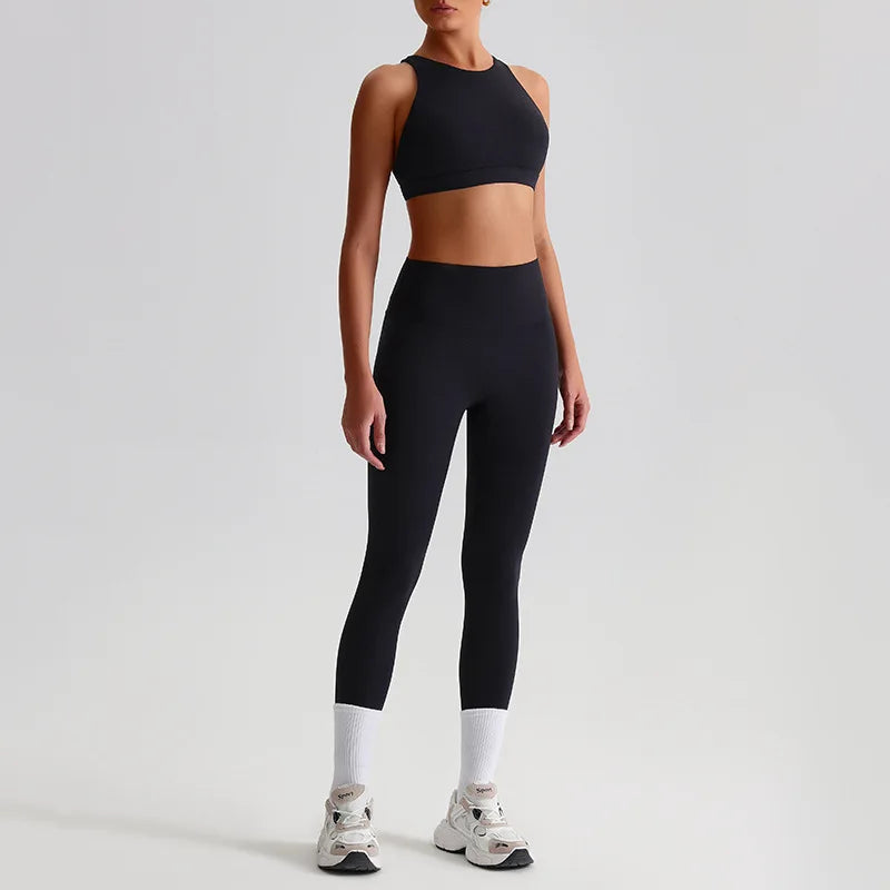 Women's 2-piece workout set strappy sports bra and leggings - product image