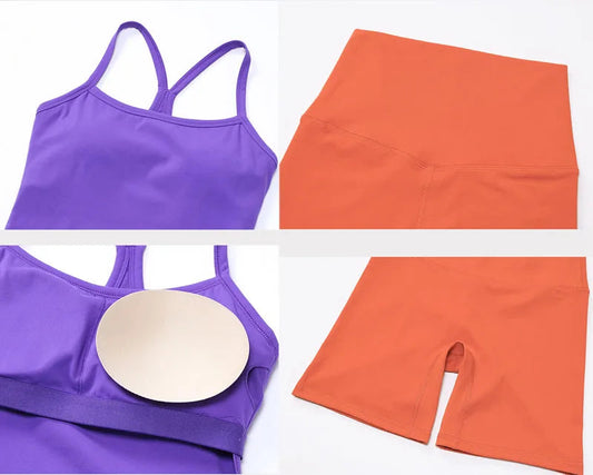 Women's high waist shorts and bras yoga workout set - product image