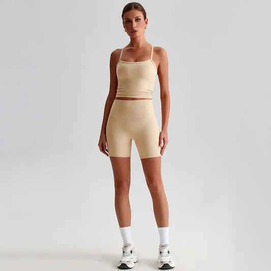 Women's high waist shorts and bras yoga workout set - product image