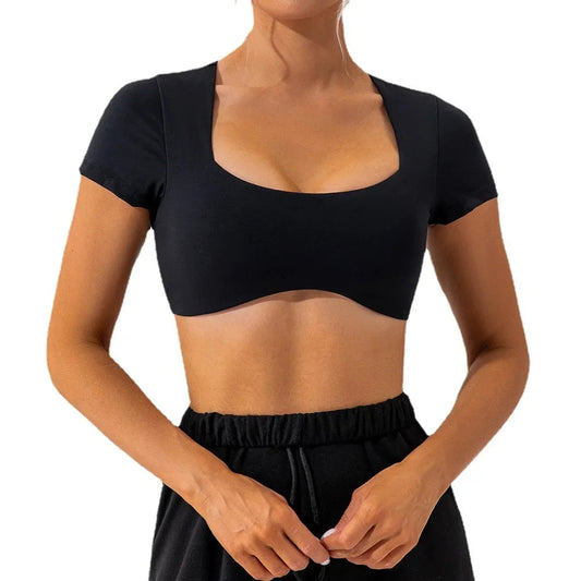 Women's navel-exposed quick-drying running fitness short-sleeve t-shirt - product image