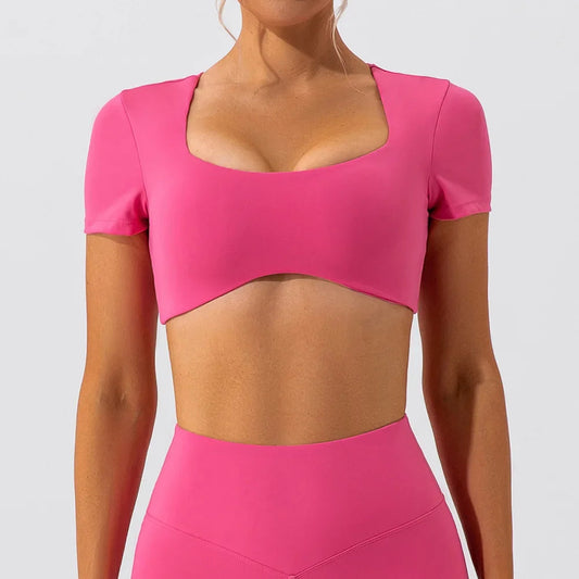 Women's navel-exposed quick-drying running fitness short-sleeve t-shirt - product image