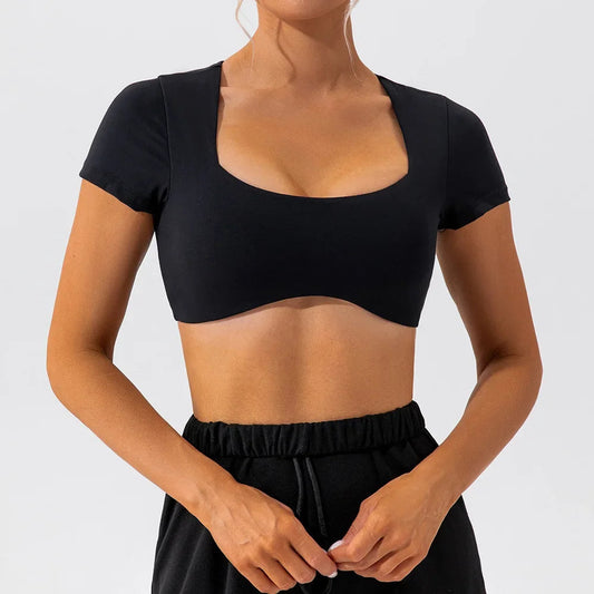 Women's navel-exposed quick-drying running fitness short-sleeve t-shirt - product image