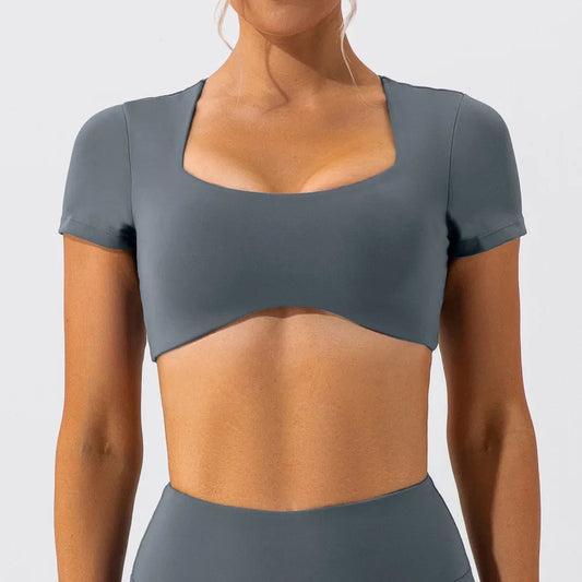 Women's navel-exposed quick-drying running fitness short-sleeve t-shirt - product image