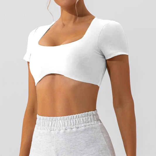 Women's navel-exposed quick-drying running fitness short-sleeve t-shirt - product image