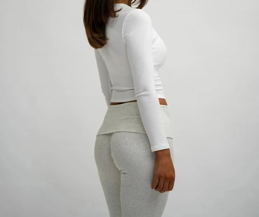Women's u-neck long sleeve slim stretch nylon yoga top - product image
